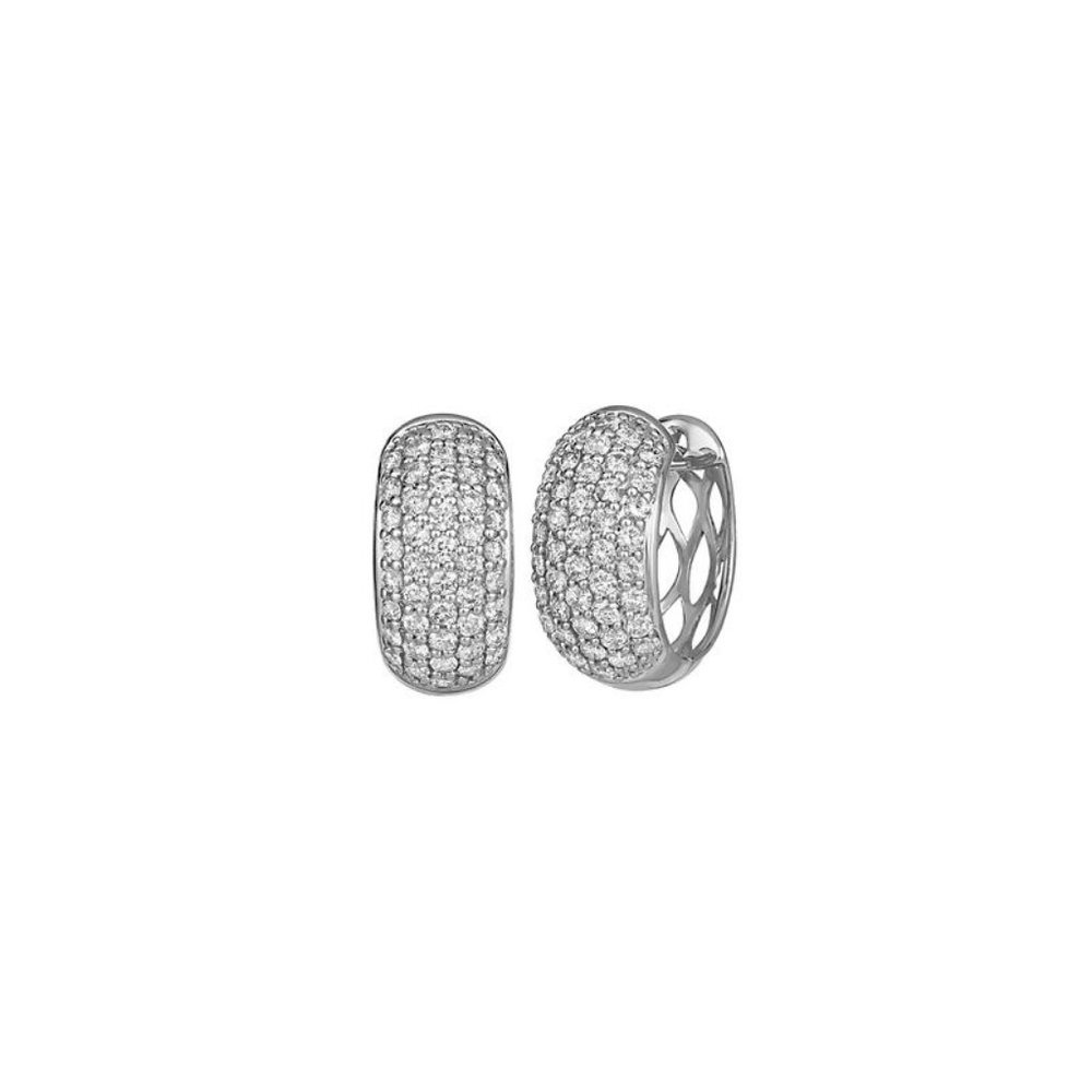 1.00 Carat Natural Diamond Hoop Huggie Earrings G SI 14K White Gold
